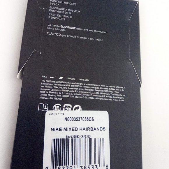 Nike Ponytail Holders Black And White Mixed 9 Pieces Hairbands New - Picture 5 of 5
